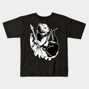 Digital drawing of an otter warrior 19/11/23 - medieval fantasy inspired art and designs Kids T-Shirt